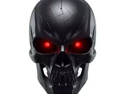 Cybernetic Skull Battle Helmet 3D Model Grim Reaper Headgear Low-poly 3D model