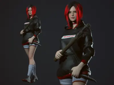 Survivor Girl 3 Low-poly 3D model