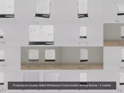Professional Double-Sided Whiteboard-Customizable Writing Boards 3D Model Pack
