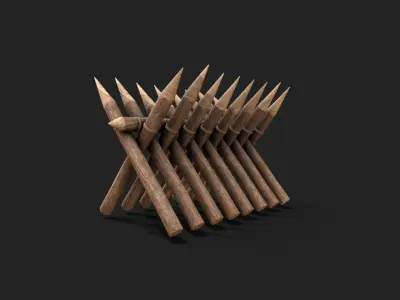 Wooden Fence Barricade Castle Fort Low-poly 3D model
