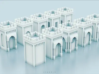 Medieval Small Tower Pack Low-poly 3D model