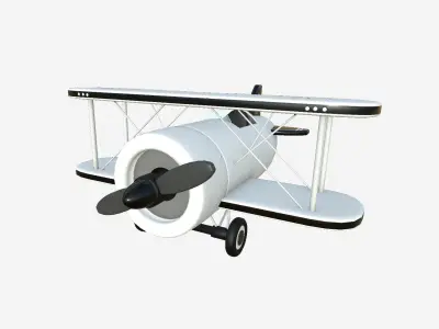 Airplane Cartoon A05 White - Classic Aircraft Low-poly 3D model