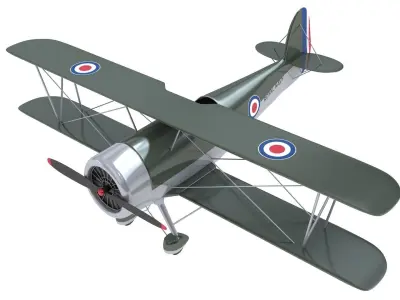 British Royal Navy Biplane 3D model