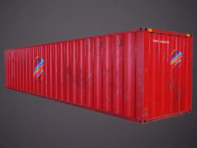 Intermodal Shipping Container 40-foot-long Old Low-poly 3D model