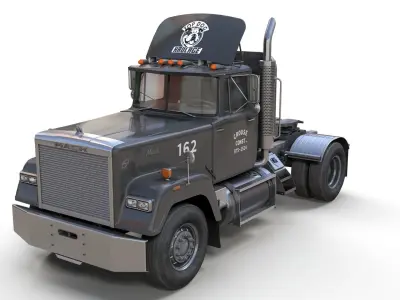 SuperLiner single axle semitruck Low-poly 3D model