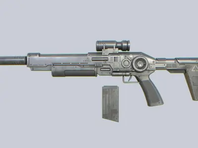 Scifi military gun Low-poly 3D model order