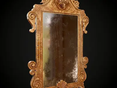 Victorian Worn Wall Mirror Low-poly 3D model