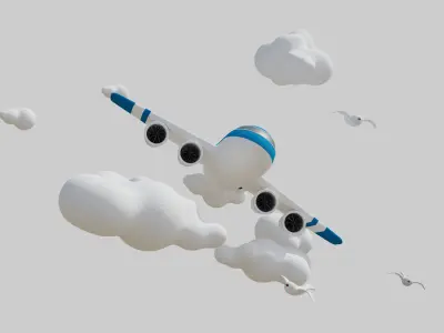 Cartoon jet Low-poly 3D model