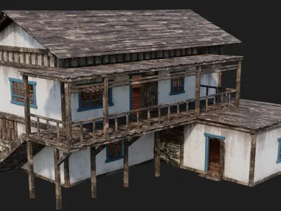 Old House Building 4K Textures GameReady 168 Low-poly 3D model
