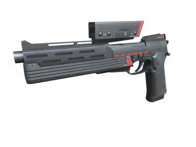 21-AMJ-9-gun model 3d game ready model Low-poly 3D model Low-poly 3D model