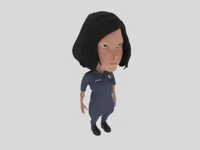 Cartoon Police Woman Low-poly 3D model