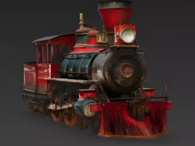 Realistic Rustic Wild West Steam Train 3D Model Low-poly 3D model