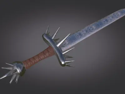 Stylized Medieval Sword melee weapon game ready Low-poly 3D model 2
