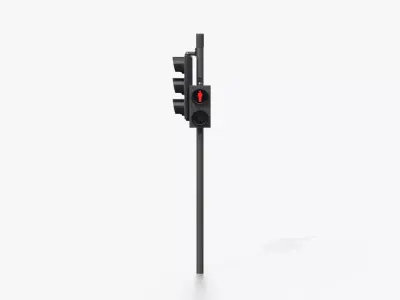 Traffic Light with Pole - Vehicle and Pedestrian Signal Heads 3D model