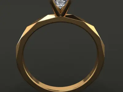 Low Poly Flat Facet Engagement Ring 3D print model