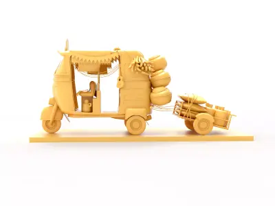 Indian Tuk Tuk Taxi Low-poly 3D model