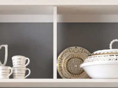 Cupboard with dishes 3D model