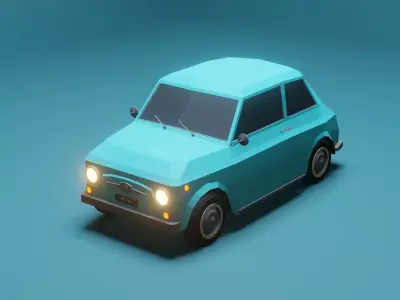 Low Poly Car 3D Model with headlights Free 3D model