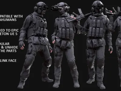 Mens and Womens Military Uniforms 4  3D Model Pack