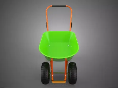 STURDY TIPPING FOUR CASTER WHEEL BARROW WHEELBARROW CART TROLLEY 3D model