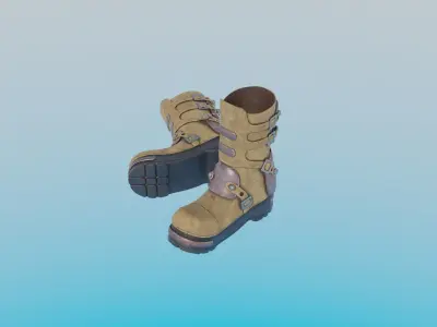 Metal Leather Boots Sci-Fi Combat Boots Low-poly 3D model