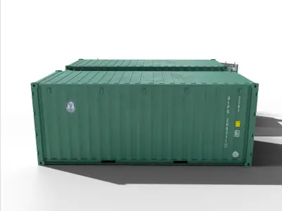 20ft Cargo Container Green Low-poly 3D model