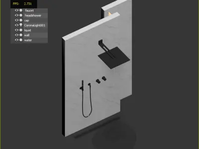 3D granite shower 04 white  3D model