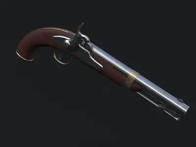 Flintlock pistol - musket gun 3D model