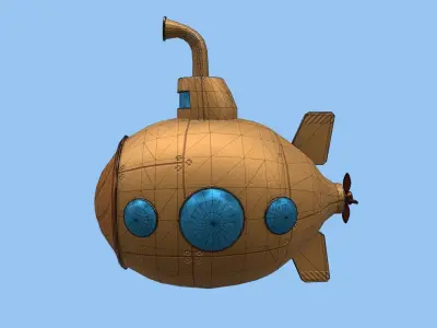 Submarine Low-poly 3D model 6