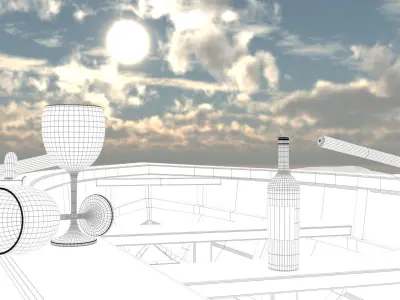 Boat Scene Low-poly 3D model