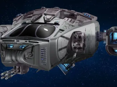 Sci-fi Spaceship T1 Low-poly 3D model