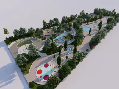 park-public park-Private Park Landscape 3D model 7