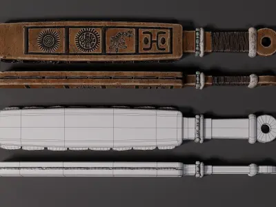 Macuahuitl Low Poly 3D Model Low-poly 3D model