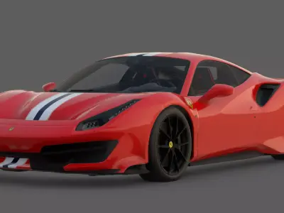 2019 Ferrari 488 Pista 3D Model  Track-Focused Perfection 3D model
