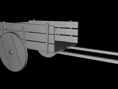 Wooden Cart Low-poly 3D model 24
