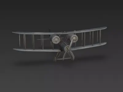 WWI Twin-Engine Heavy Bomber 3D Model Low-poly 3D model