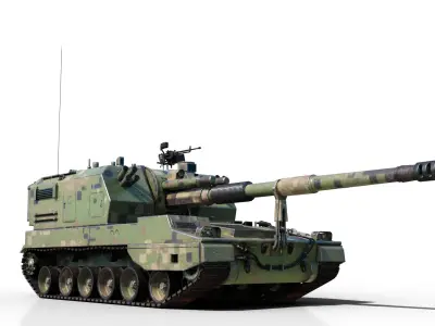 4 coatings of PLA Army PLZ05 155mm Self-Propelled Howitzer Low-poly 3D model