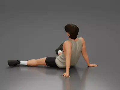 Relaxed Man Sitting with Comfortable Clothing and Footwear 3D print model