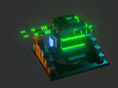Laser turret for game  Free low-poly 3D model