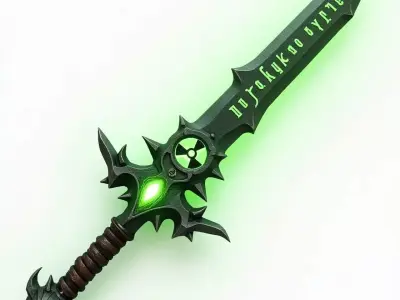 Green Toxic Sword Radioactive Apocalypse Blade 3D Model Low-poly 3D model