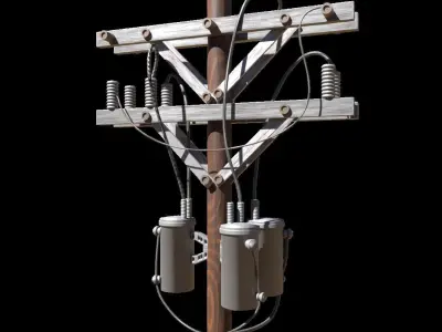Low Poly Electric Post 3d Model 3D model