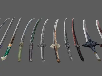 weapon Katana Low-poly 3D model