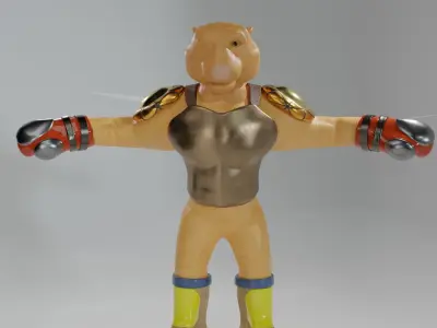 Tiger with Humanoid Body Rigged Low-poly 3D model