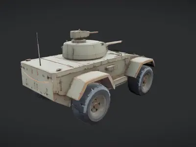military armored vehicle with turret cannon 3D model