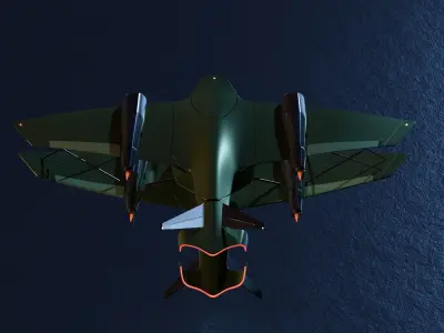 Spaceship fighter jet in night sky 3D model