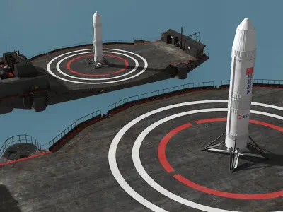 Autonomous Vessel for Rocket Landings and Nebula 1 Rocket  purchase 3D model