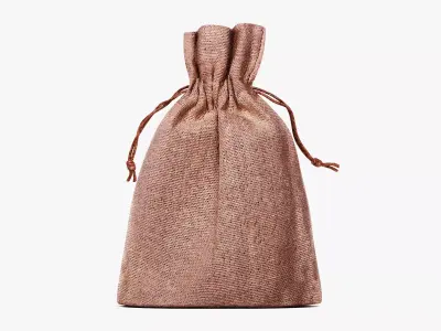 Jute Bag V2 - Filled Burlap Drawstring Pouch 3D model