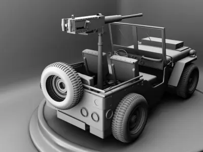 Sci - fi Jeep 3d model weapon vehicle gaming 3D model