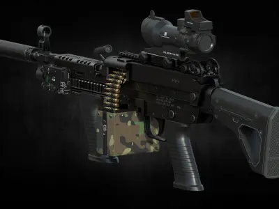 Armory 300 Blackout SAW K low poly game ready model Low-poly 3D model