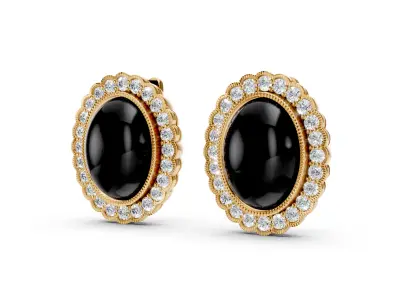 Black Cabachon Earrings 3D print model